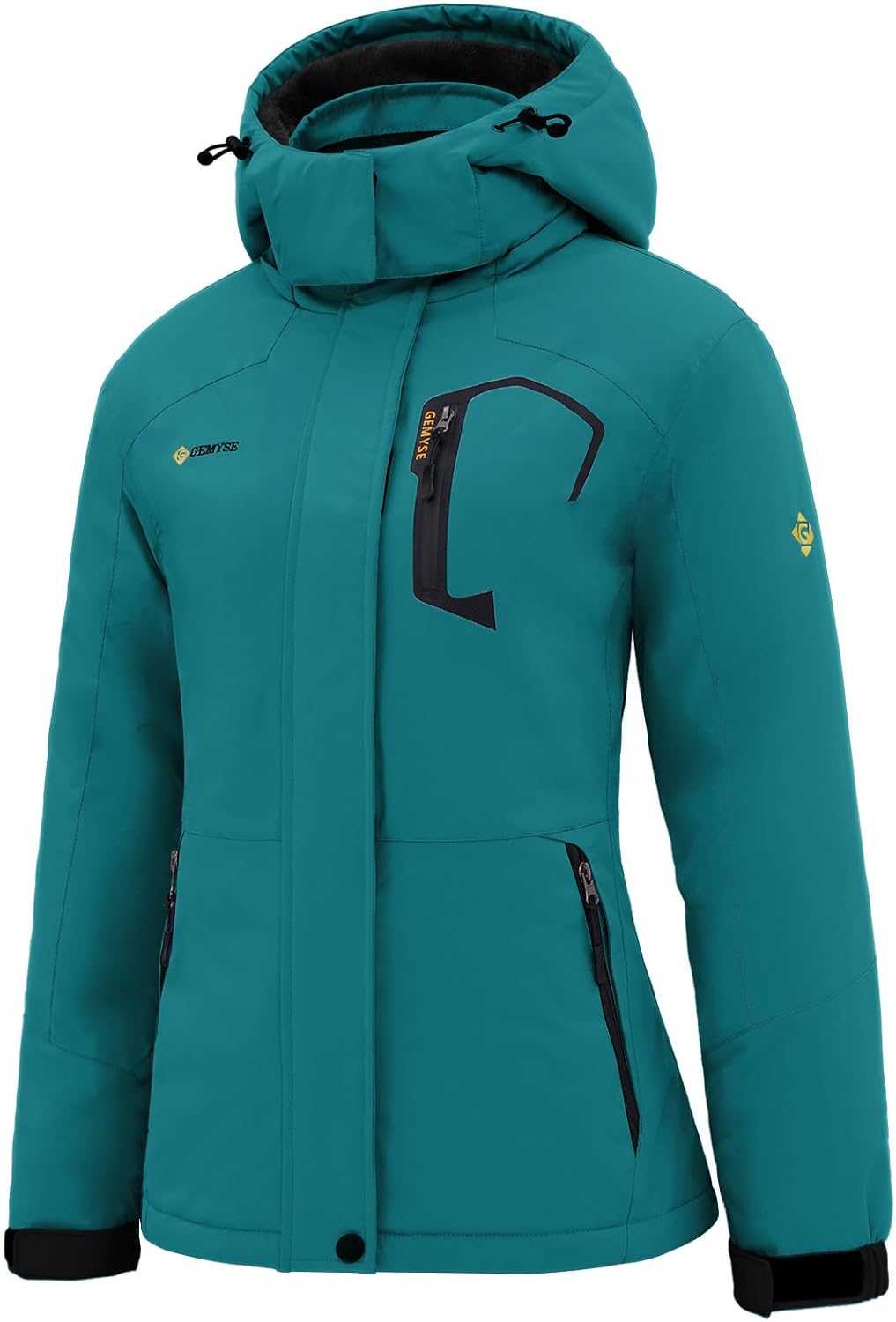 GEMYSE Women's Ski Snow Jacket Warm Winter Waterproof Coat Snowboard Rain Jacket Hooded Windproof Windbreaker